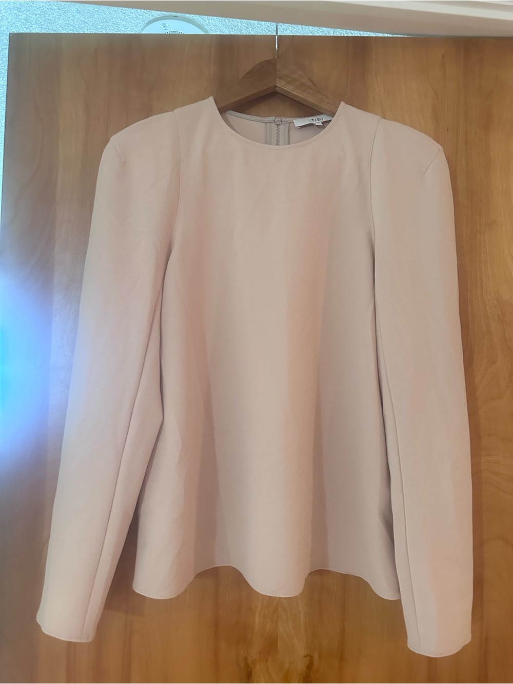Tibi Long Sleeve Chalky Drape Beige Top